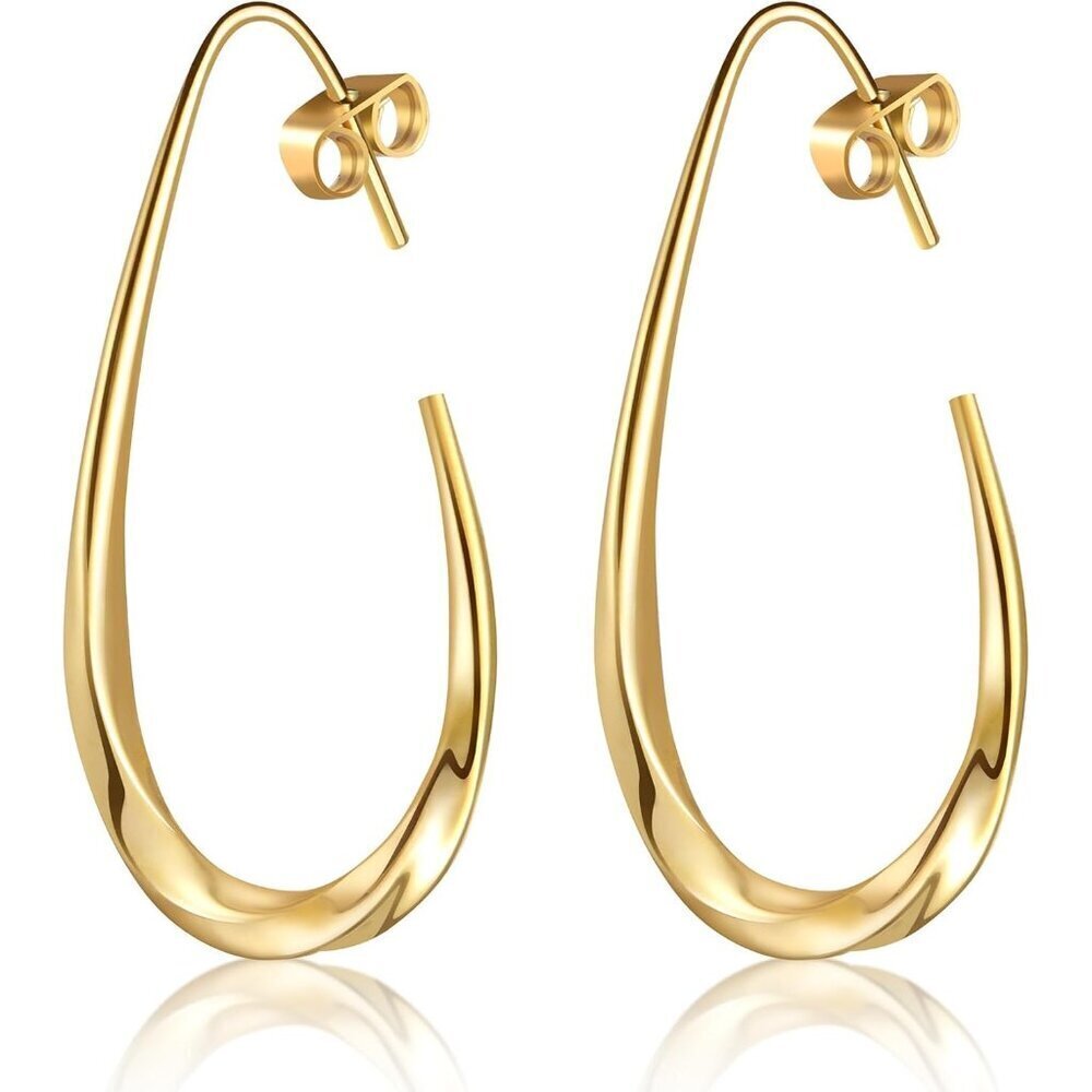 ⚡Gold Drop Hoop Earrings Modern Statement Jewelry for Women Fashion Party Gift